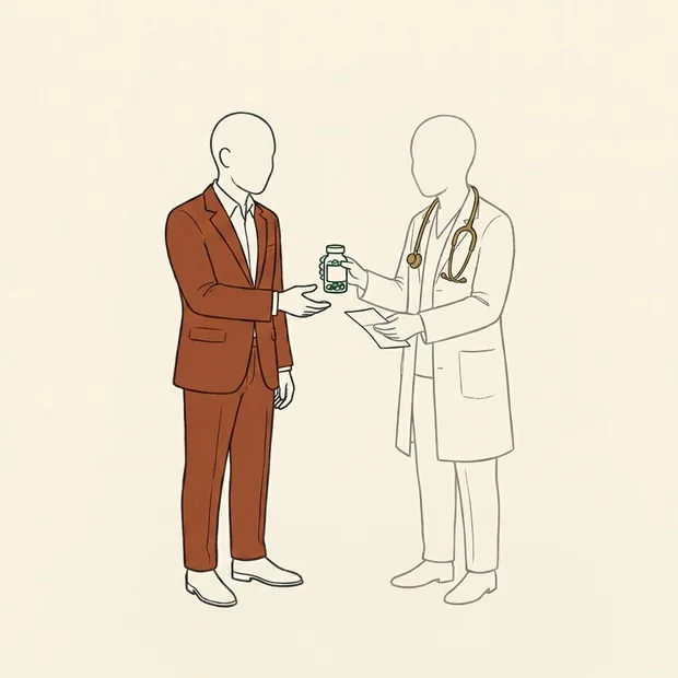 The clinician hands the recovered business owner his prescription, the fix